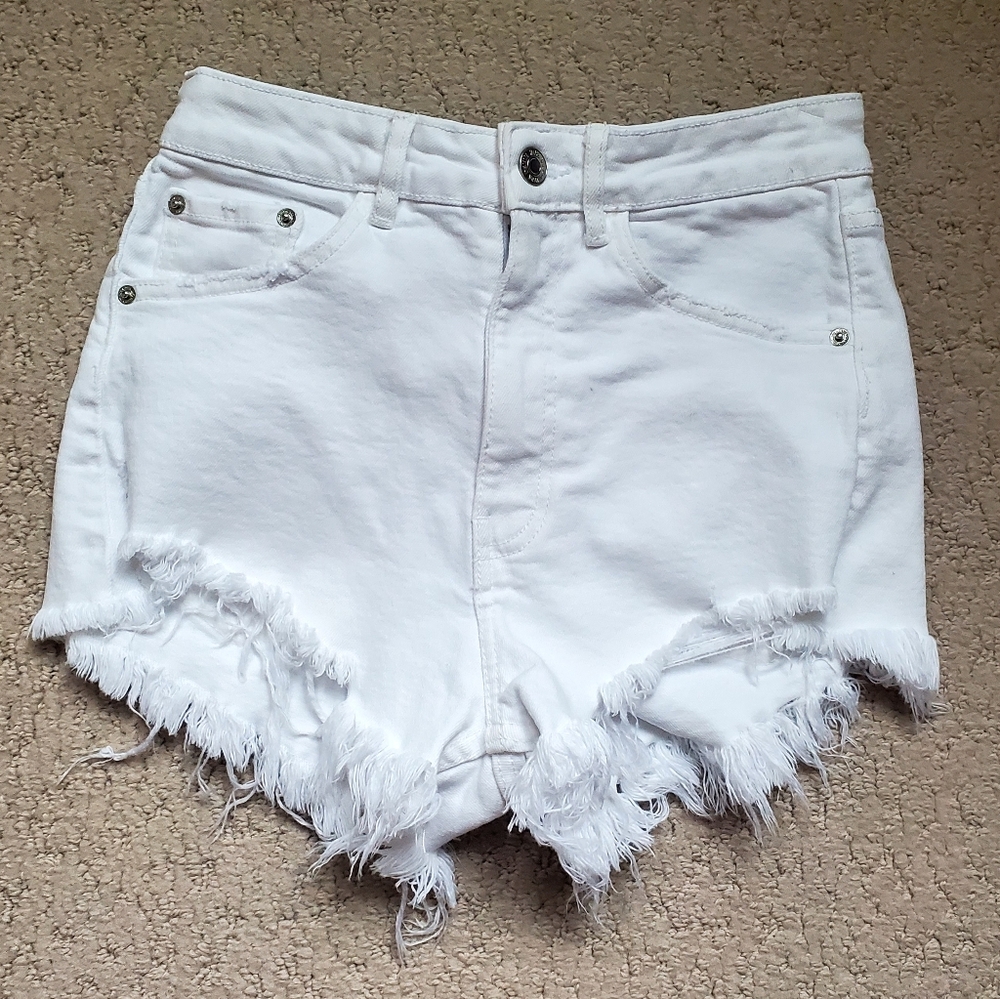 Zara White Denim Jean Shorts Sz 4